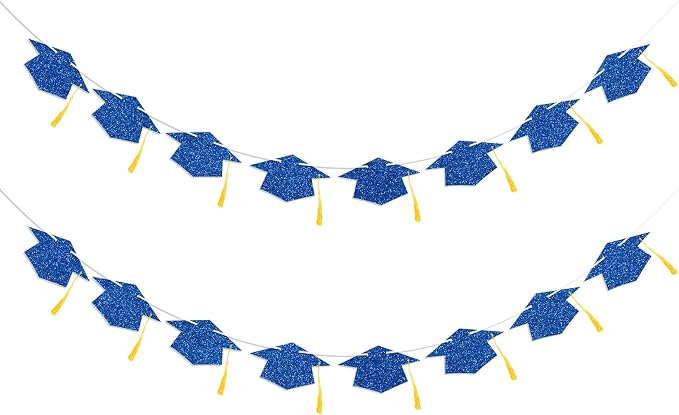 Graduation Decorations Class of 2026 Blue Graduation Cap Banner by Blopee