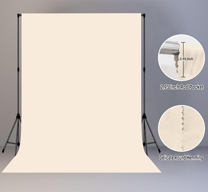 Cream Photography Backdrop for Photoshoot, Fabric 5x7ft | Polyester Studio - Image 2