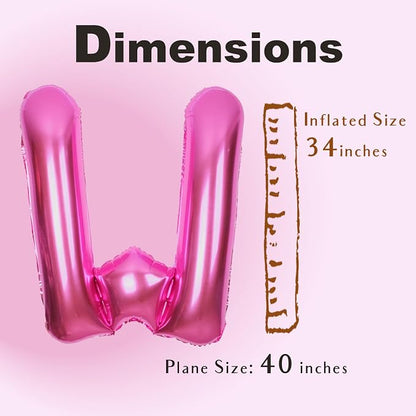 SUWEN 40 Inch Hot Pink Large W Letter Balloons Big Foil Helium Letter A-Z | - Image 6