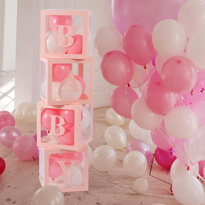 Voircoloria Baby Boxes with Letters, 4 Transparent Balloon Boxes | - Image 3