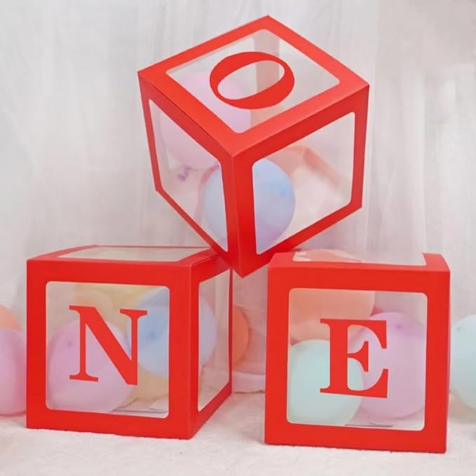 Red One Boxes for 1st Birthday, One Balloon Box - Image 3