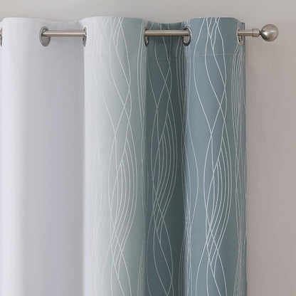 Stone Blue and Greyish White Gradient Room Darkening Blackout - Image 4