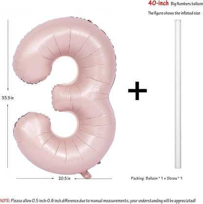 40 In Matte Pink Number Balloons Helium Foil Mylar Balloon Party Digital 3 | - Image 2