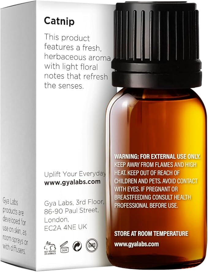Gya Labs Catnip Essential Oil - 0.34 Fl Oz - for Hair, Skin, Diffuser, Aromatherapy & DIY Candle Making Scent