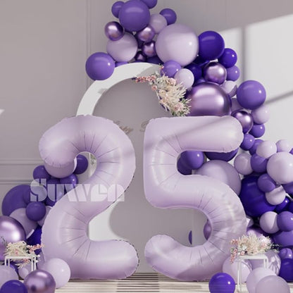 SUWEN 40 Inch Light Purple Lavender Big 25 Balloon Number Foil Helium 0-9 | - Image 4