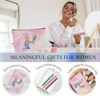 Personalized Gifts Monogrammed Birthday Gifts for Women, Mommy, Female Going Away Christmas, Initial 20 oz Tumbler, Makeup Cosmetic Bag Cup Pens Journal Notebook 6 Set, (Aesthetic Pink Flower P)