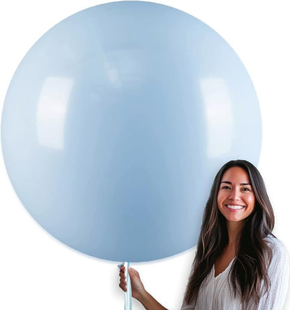 PartyWoo Baby Blue Balloons 4pcs Light Pastel Sky Aqua Blue Color | 36 Inch by PartyWoo