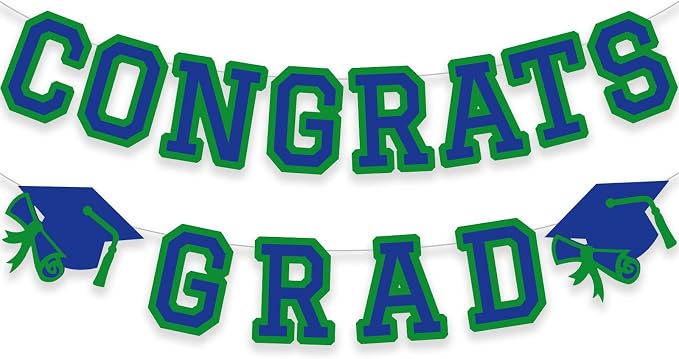 Congrats Grad Banner Graduation Party Banner Decoration Hanging Garland High by Unknown