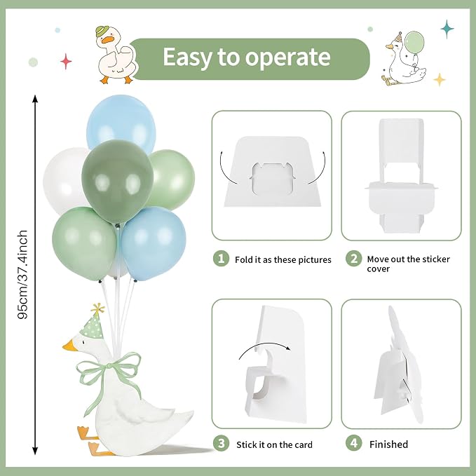 12 Sets One Silly Goose 1st Birthday Decoration Goose Balloon Stand Kit Baby - Image 4