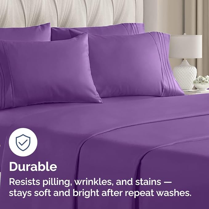 Standard Pillow Cases Set of 10 - Ultra Soft Hotel Quality Pillowcase Covers - Comfy, Cozy & Wrinkle Free - Shrink, Stain and Fade Resistant - Machine Washable Pillow Protectors - 10 Pcs Set - Purple