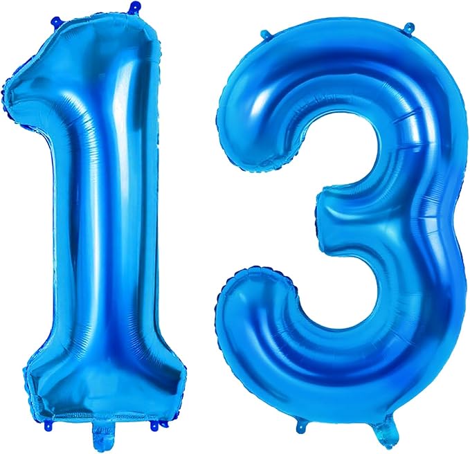 Number 13 Balloons for 13th Birthday Party Decorations, 0-100 Large No.13 by Joycard