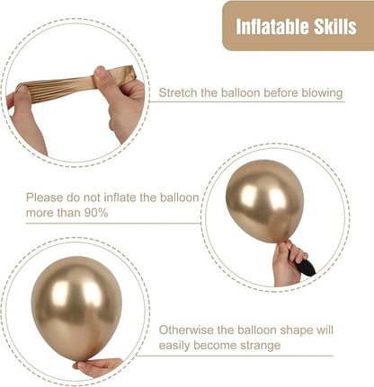 RUBFAC Gold Balloons 129pcs Chrome Gold Balloon Arch Different Sizes | Latex - Image 4