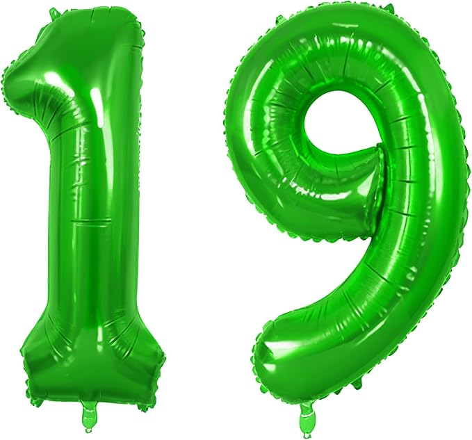 Number 19 Balloons for 19th Birthday Party Decorations, 0-100 Large No.19 by Joycard