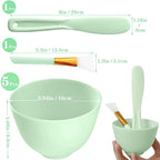 7Pcs Silicone Facial Mask Bowl DIY Face Mask Mixing Bowl for Home Salon Spa Face Skin Applicator Bowl, Green