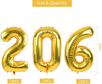 TONIFUL 2026 Graduation Balloons 42Inch Gold 2026 Number Balloons Aluminum Foil - Image 2
