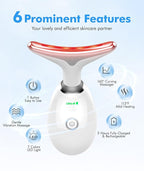 Red-Light-Therapy-for-Face-and-Neck, 7 Color Face Massager Tool for Wrinkles, Double Chin, Vibrating Facial Massager with Thermals for Skin Care, Glossy White