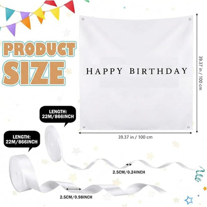 Oudain 40x40 Inch Happy Birthday Burlap Banner, Fabric Party Decorations - Image 2