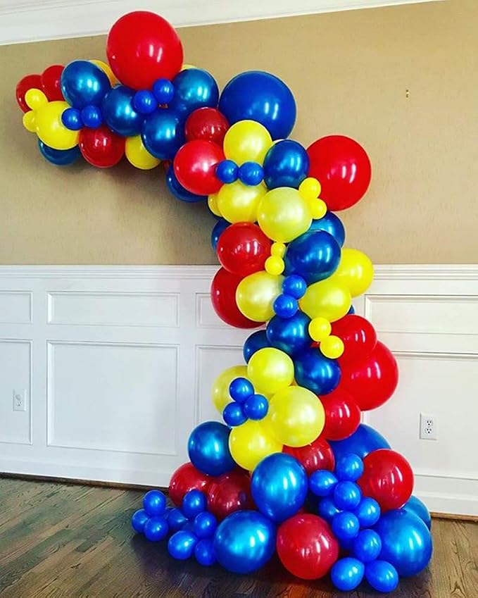100Pcs Balloon Garland & Arch Kit-100pcs Blue Yellow Red Latex Balloons by Unknown