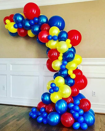 100Pcs Balloon Garland & Arch Kit-100pcs Blue Yellow Red Latex Balloons by Unknown