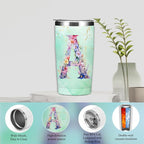 Personalized Gifts Monogrammed Birthday Gifts for Women, Bridesmaid Bachelorette Party Appreciation Christmas Initial 20 oz Tumbler, Makeup Bag Pens Journal Notebook 6 Set, (Aesthetic Green Flower A)