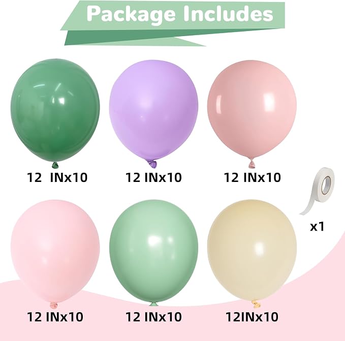Sage Green Purple Pink Balloons 12 Inch Fairy Wildflower Spring Sage Dusty - Image 2
