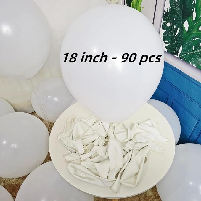 90 Pack White Balloons 18 inch White Latex Party Balloon Bulk - Image 2