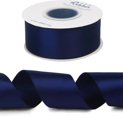 Ribbli Navy Double Faced Satin Ribbon, 1-1/2” x Continuous 25 Yards, Use - Image 2