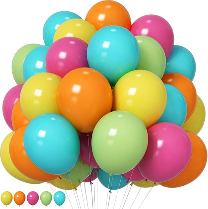 HILAVO Tropical Balloons 12 Inch Summer Hawaiian Hot Pink Orange Teal Yellow by HILAVO