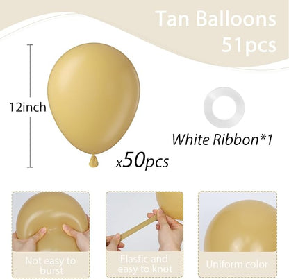 Tan Balloons 12 inch, Light Brown Latex 50pcs Party Balloons | Boho, Baby Shower - Image 2