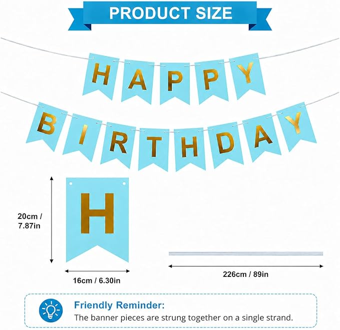 Blue Happy Birthday Banner Sign - Image 2