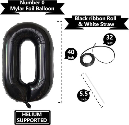 Number Balloons Black Party Balloon - Image 3