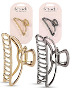 Kitsch Metal Hair Clips for Women - Durable & Elegant Metal Claw Clips, Perfect for Everyday Use & Special Occasions | Ideal Gifts for Women - Gold & Hematite - 2 Pcs