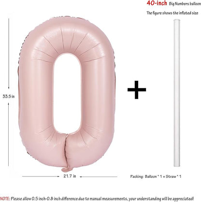 40 Inch Pink Number 0 Foil Balloon Light Pink Digital 0 Helium Balloon | - Image 2