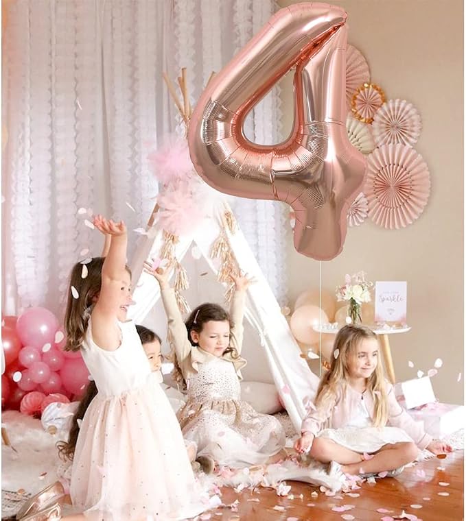 TONIFUL 40 Inch Rose Gold Large Numbers Balloons 0-9, Number 4 Digital 4 Helium - Image 5