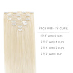 WENNALIFE Clip in Hair Extensions Real Human Hair, 14 Inch 120g 7pcs Platinum Blonde Hair Extensions Clip in Human Hair Remy Clip in Hair Extensions Real Human Hair Double Weft