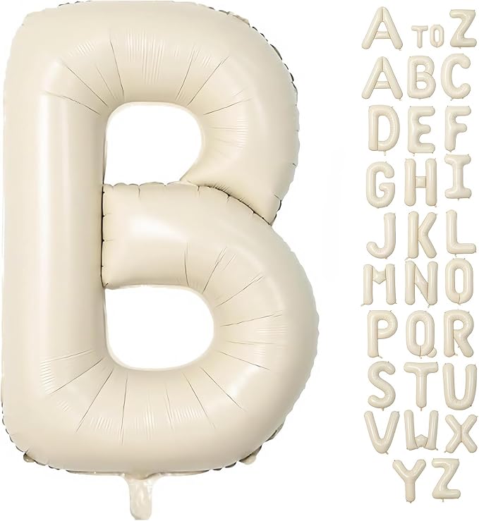 Cream Letter B Balloons, 40 Inch Balloons Letter B Mylar Helium Large B Balloon by BBPOOL
