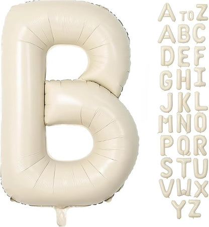 Cream Letter B Balloons, 40 Inch Balloons Letter B Mylar Helium Large B Balloon by BBPOOL