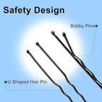 TsMADDTs Bobby Hair Pins Kit, 200PCS U Shaped Bobby Pins Black for Women, Ballet Buns with Box, 2.4IN and 2IN