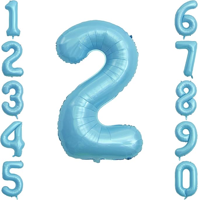 Pearlescent Blue Number 2 Balloon 40 Inch, Shiny Foil by Unknown