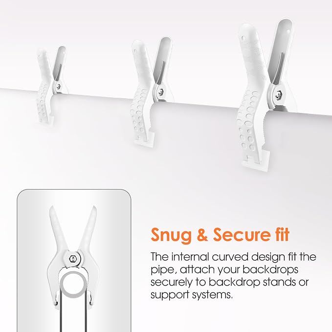 Spring Clamps Heavy Duty, 6in Plastic Backdrop Clips, 6 Pack White | Strong - Image 5