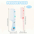 4Pcs Toddler Comb Set, Small Cute Fine Tooth Comb & Rat Tail Comb for Kids Styling, Mini Hair Comb Plastic Parting Combs, Anti-Static Hairdressing Comb for Baby Girl Wet Dry Hair (Pink Blue)