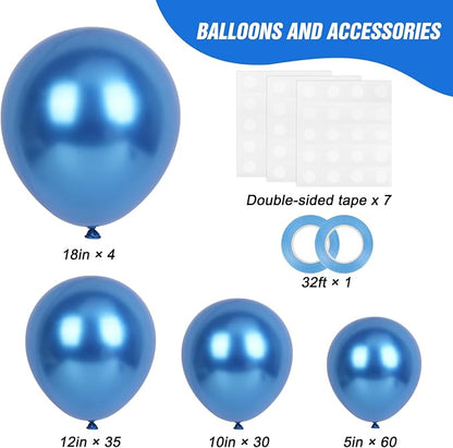 RUBFAC Blue Balloons Arch Kit Metallic Blue Different Sizes 129pcs | Pack of 18 - Image 2