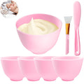 7Pcs Silicone Facial Mask Bowl DIY Face Mask Mixing Bowl for Home Salon Spa Face Skin Applicator Bowl, Pink