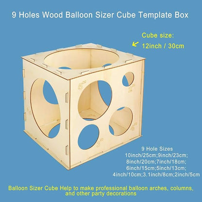 Pllieay 9 Sizes Collapsible Wood Balloon Sizer Cube Box - Image 2