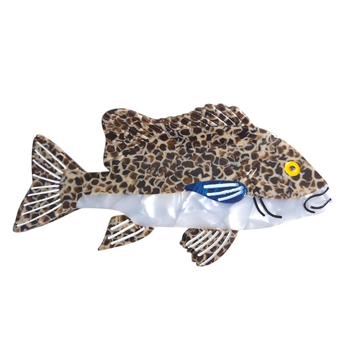 Novelty Grouper Fish Hair Clips,Cute Acetate Hair Clip,Big Claw Clips for Women,Beige