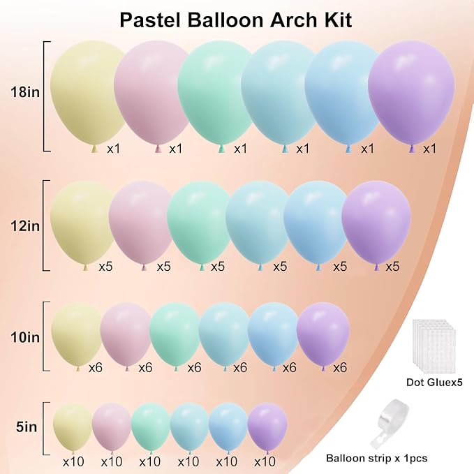Pastel Balloons Garland Arch Kit, Rainbow Easter Party Balloons | Multicolor - Image 2