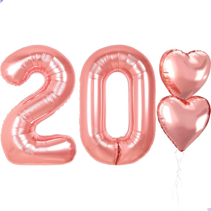 Rose Gold 20th Birthday Decorations, 40 inch Large 20 Balloon Numbers by Unknown