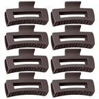 TOCESS Hair Claw Clips for Women - 8PK Large Neutral Matte Square Jumbo Hair Clips for Thick, Thin, Long, Short, Curly Hair Girls, Big Jaw Clip Set for Daily Use(Mocha Brown)