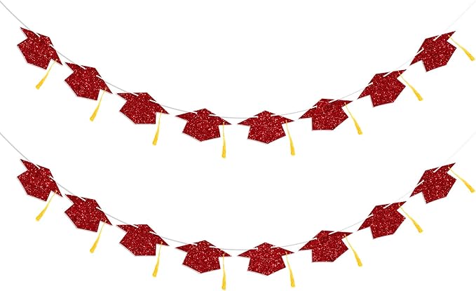 Graduation Decorations Class of 2026 Red Graduation Cap Banner by Blopee