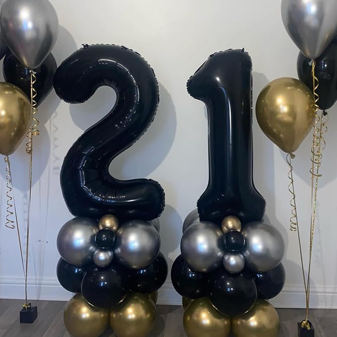 40 Inch Black 20 Number Balloons Giant 20 Balloons Black Birthday Balloons 20th - Image 5